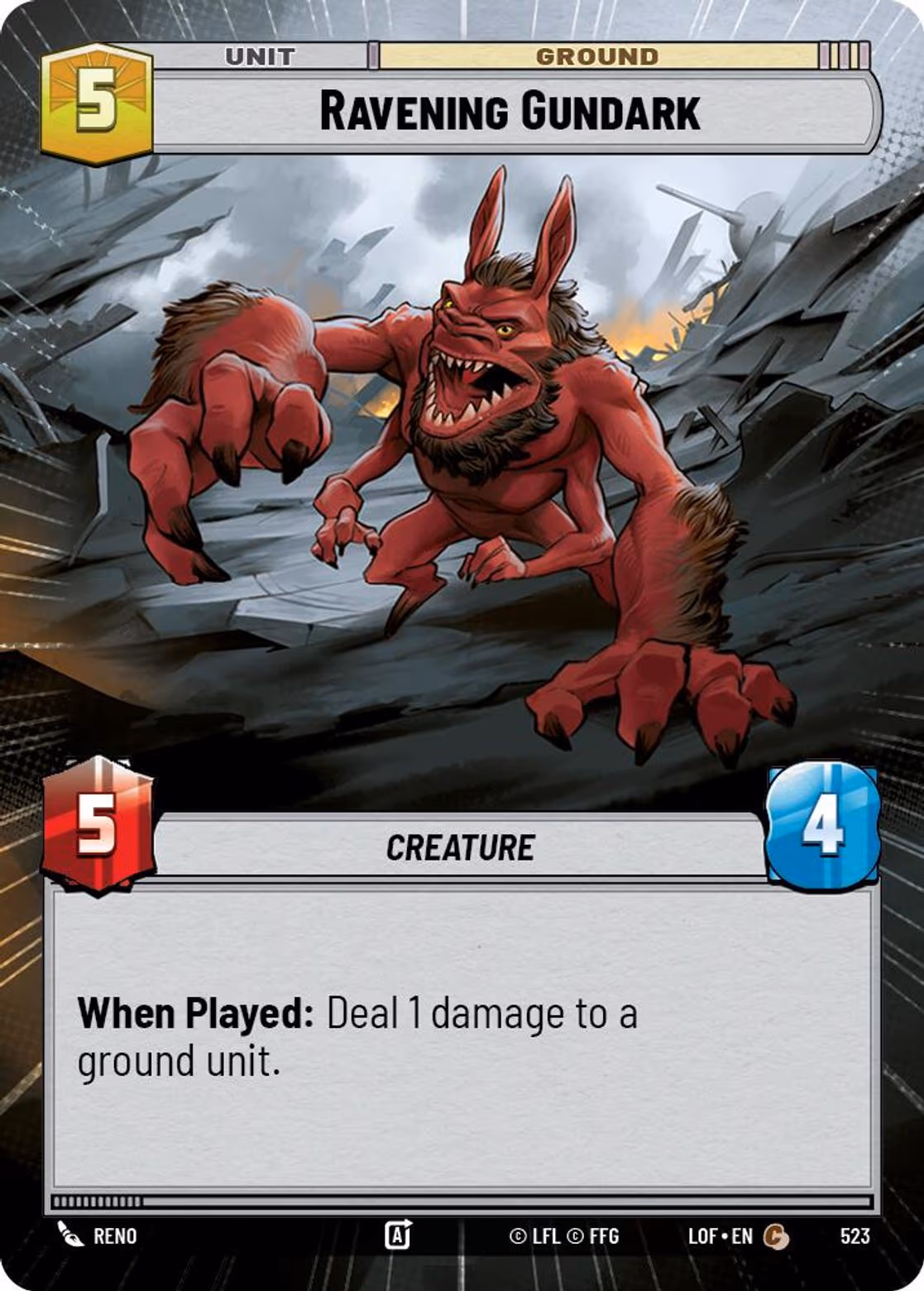 Ravening Gundark LOF-523 Hyperspace Star Wars Unlimited card