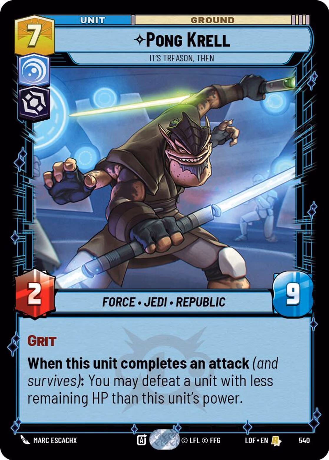 Pong Krell - It's Treason, Then LOF-540 Foil Star Wars Unlimited card