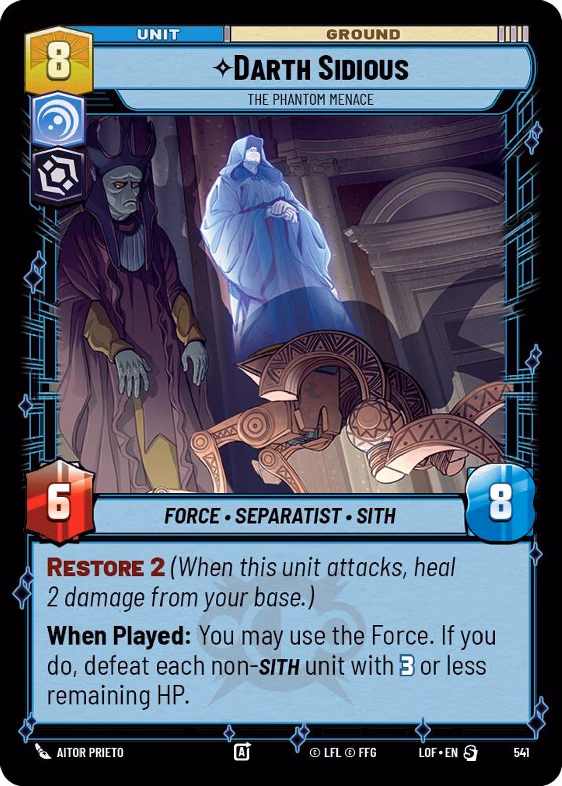 Darth Sidious - The Phantom Menace LOF-541 Foil Star Wars Unlimited card