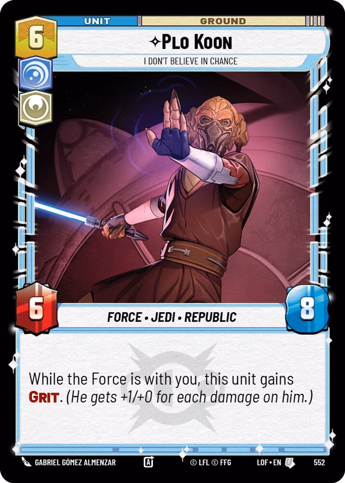 Plo Koon - I Don't Believe in Chance LOF-552 Foil Star Wars Unlimited card