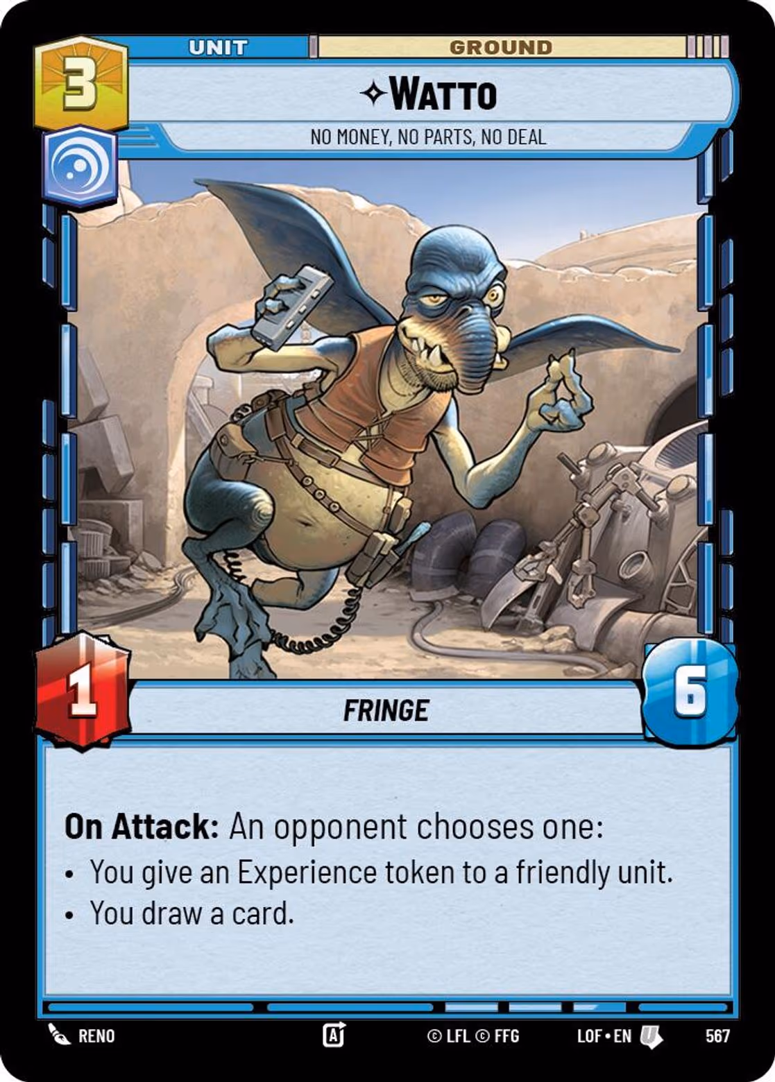 Watto LOF-567 Foil Star Wars Unlimited card
