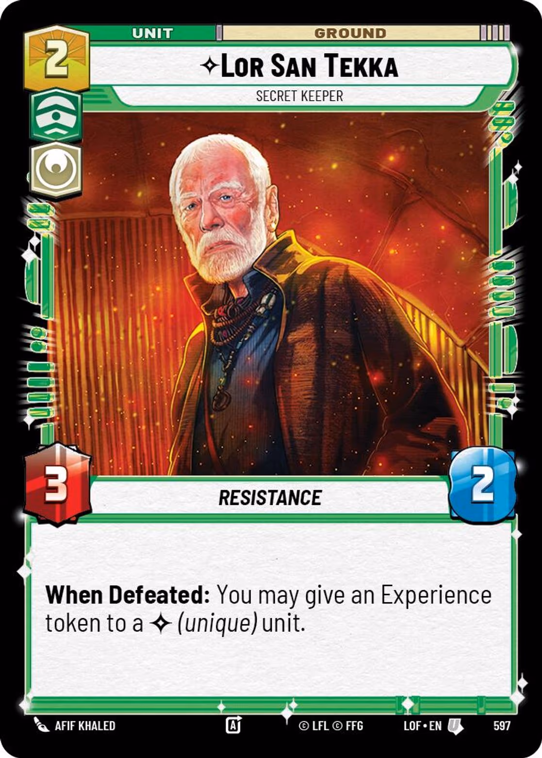 Lor San Tekka - Secret Keeper LOF-597 Foil Star Wars Unlimited card