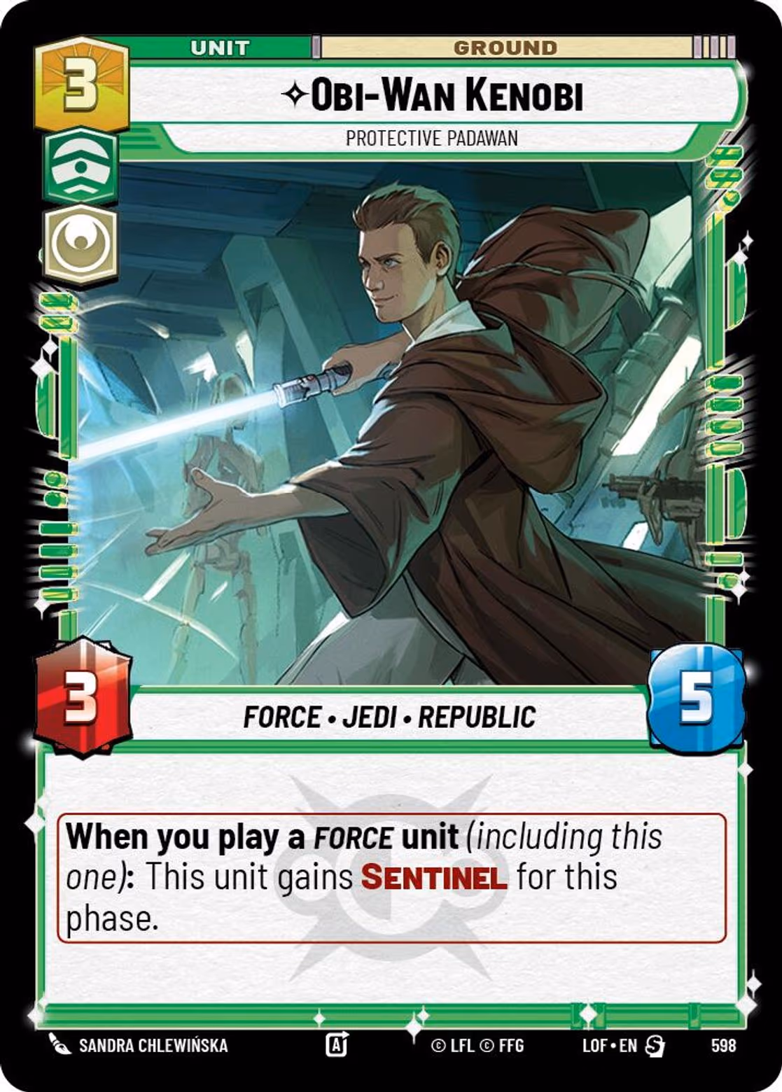 Obi-Wan Kenobi - Protective Padawan LOF-598 Foil Star Wars Unlimited card