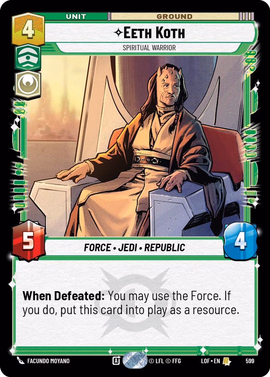 Eeth Koth - Spiritual Warrior LOF-599 Foil Star Wars Unlimited card