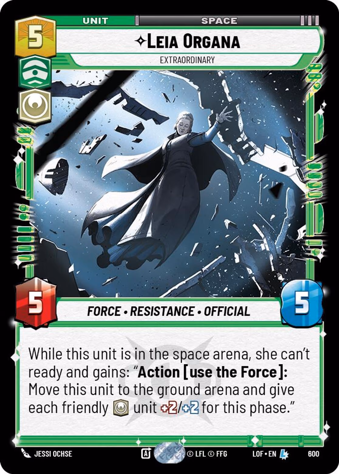 Leia Organa - Extraordinary LOF-600 Foil Star Wars Unlimited card