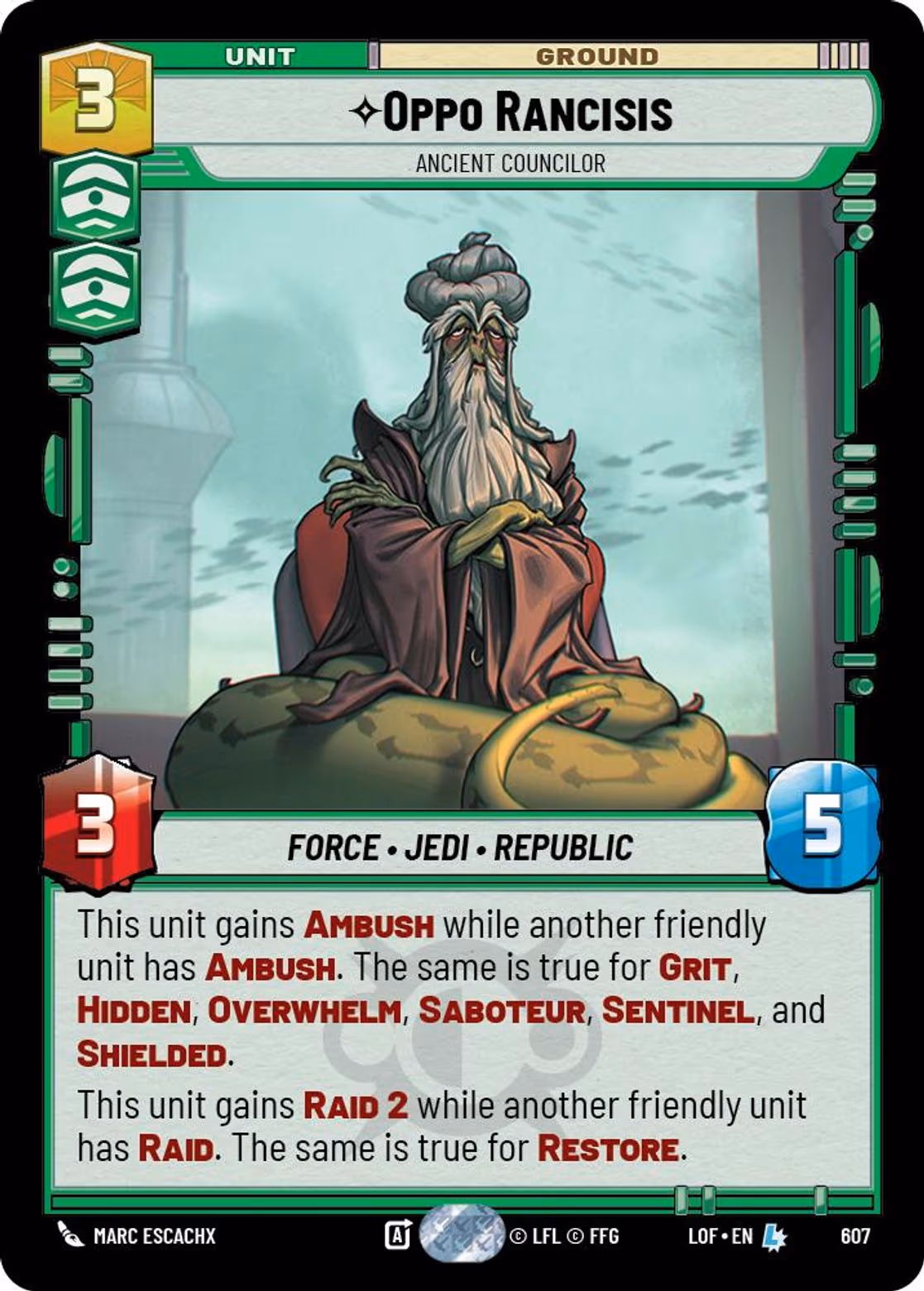 Oppo Rancisis - Ancient Councilor LOF-607 Foil Star Wars Unlimited card