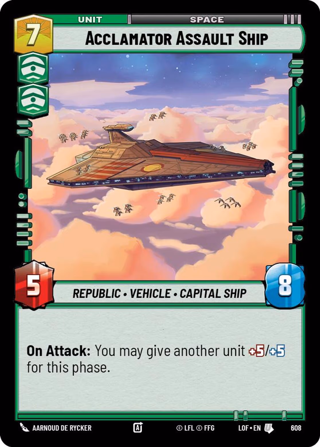 Acclamator Assault Ship LOF-608 Foil Star Wars Unlimited card