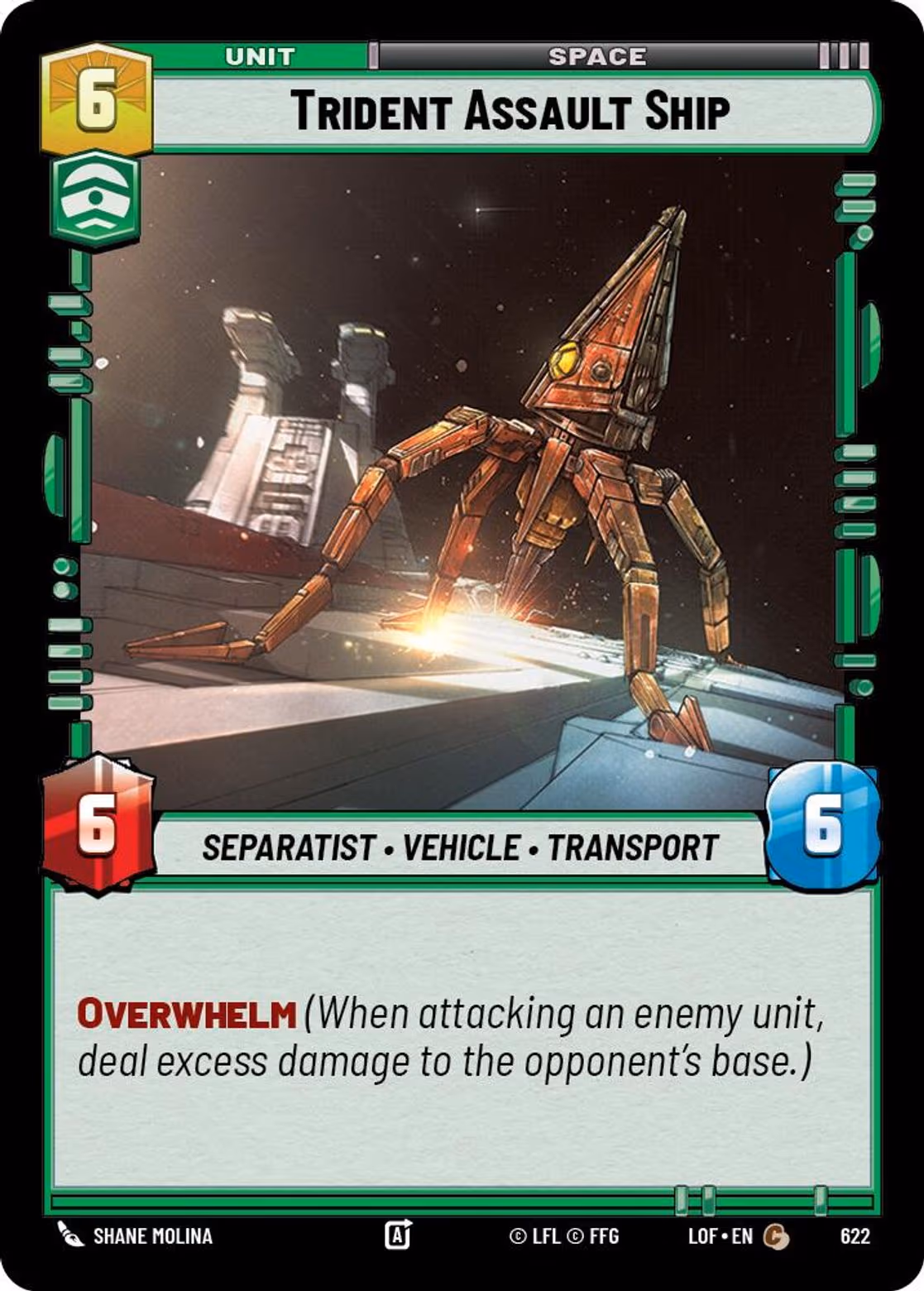 Trident Assault Ship LOF-622 Foil Star Wars Unlimited card