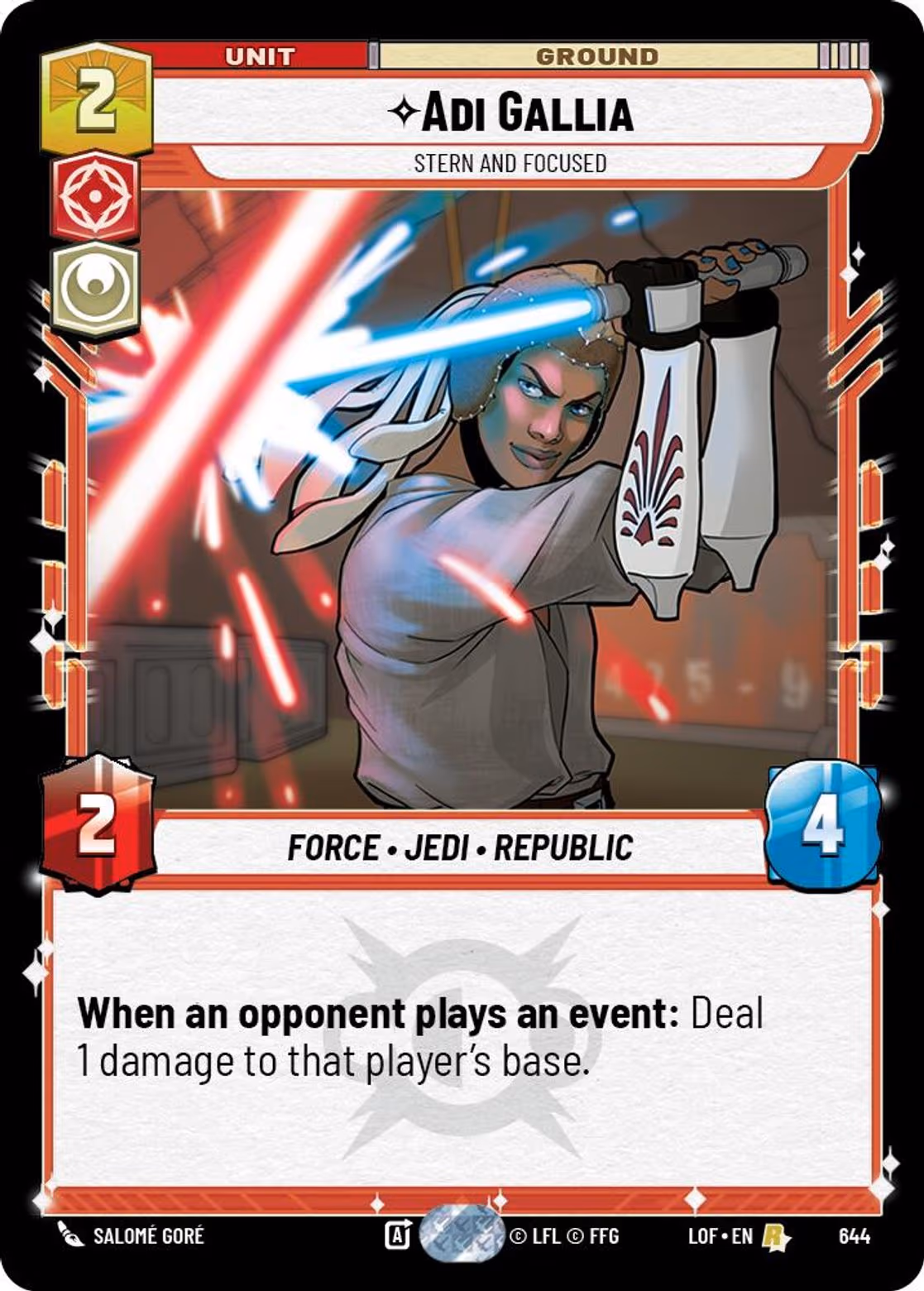 Adi Gallia - Stern and Focused LOF-644 Foil Star Wars Unlimited card