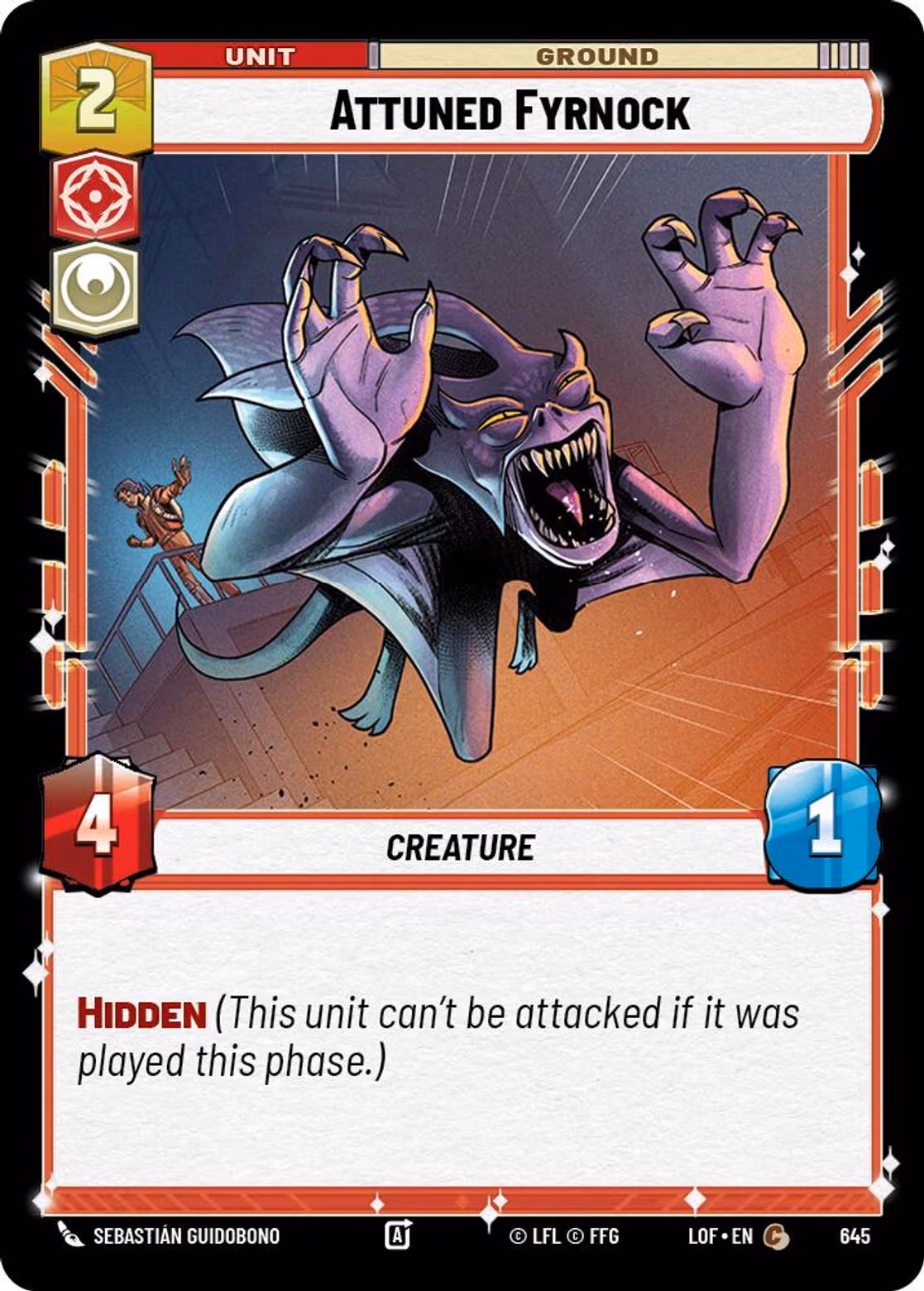 Attuned Fyrnock LOF-645 Foil Star Wars Unlimited card