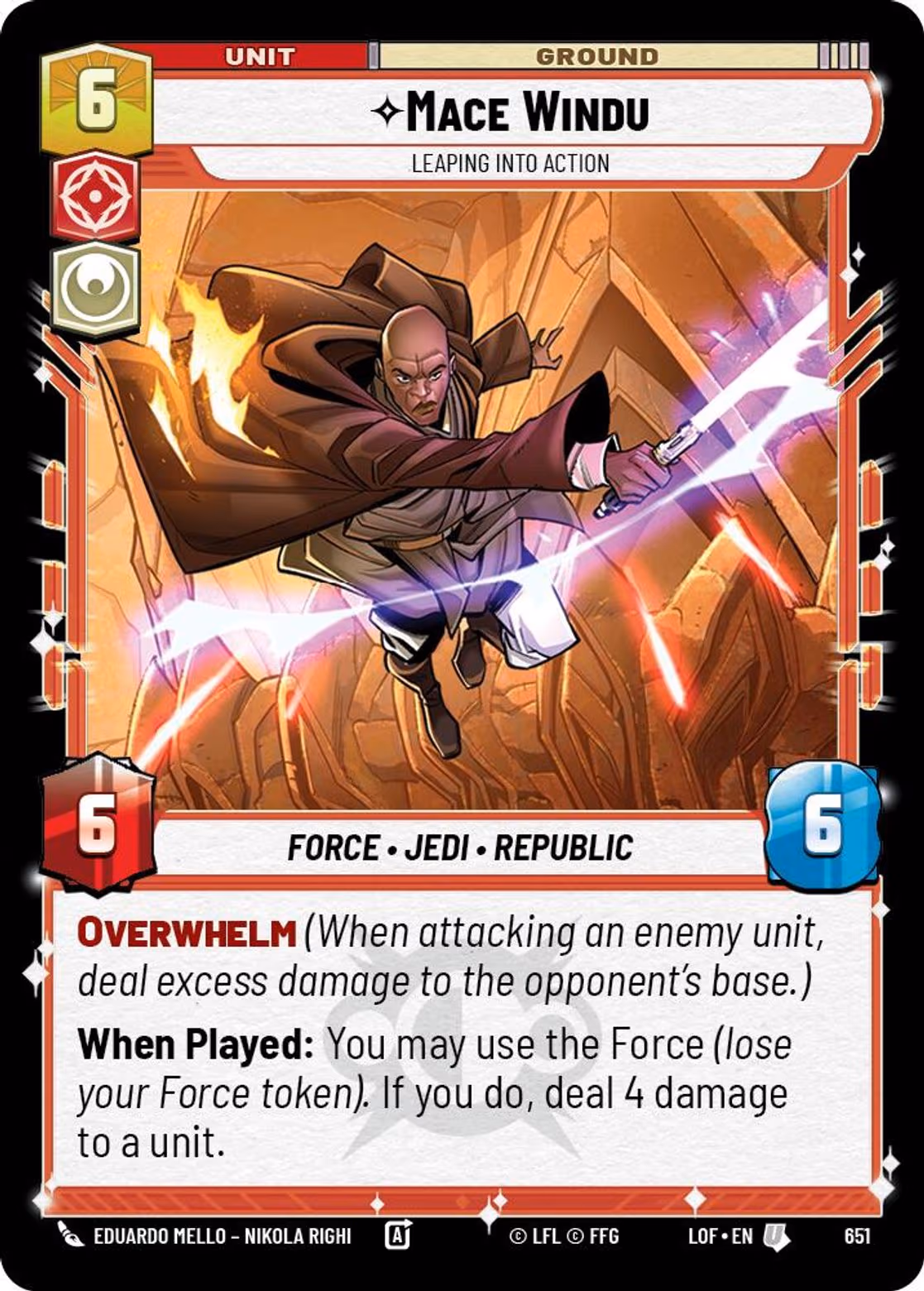 Mace Windu - Leaping into Action LOF-651 Foil Star Wars Unlimited card