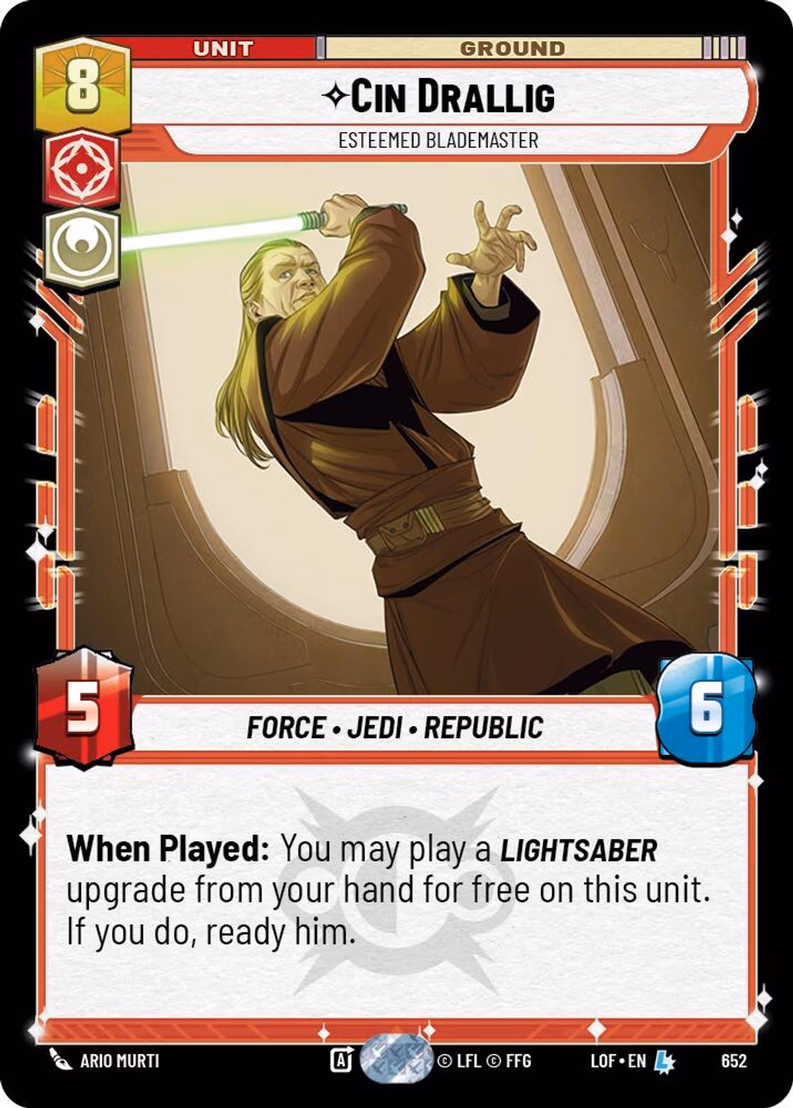 Cin Drallig - Esteemed Blademaster LOF-652 Foil Star Wars Unlimited card