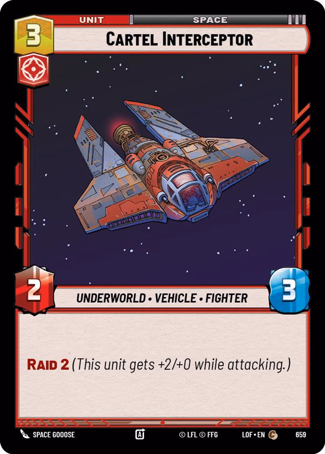 Cartel Interceptor LOF-659 Foil Star Wars Unlimited card