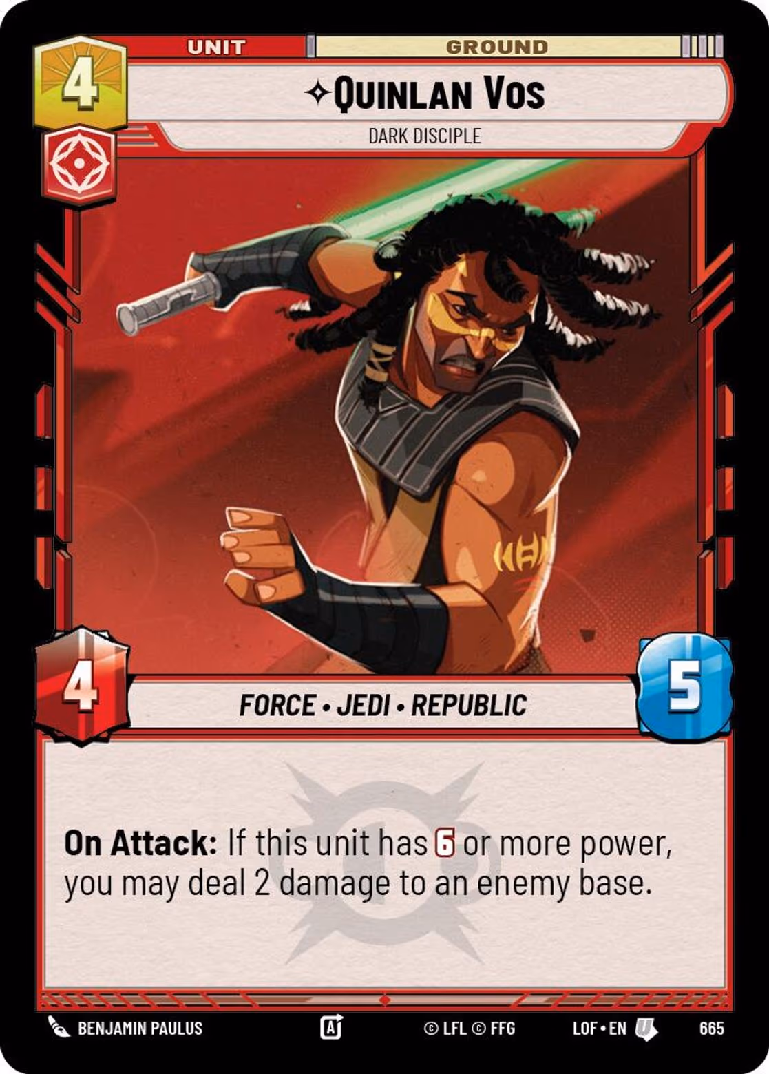 Quinlan Vos - Dark Disciple LOF-665 Foil Star Wars Unlimited card