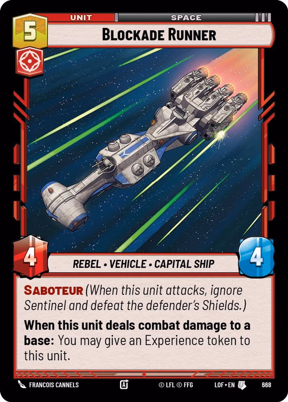 Blockade Runner LOF-668 Foil Star Wars Unlimited card