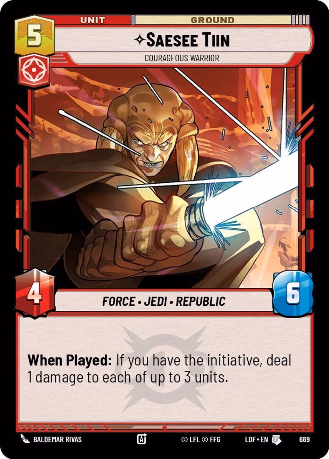 Saesee Tiin - Courageous Warrior LOF-669 Foil Star Wars Unlimited card
