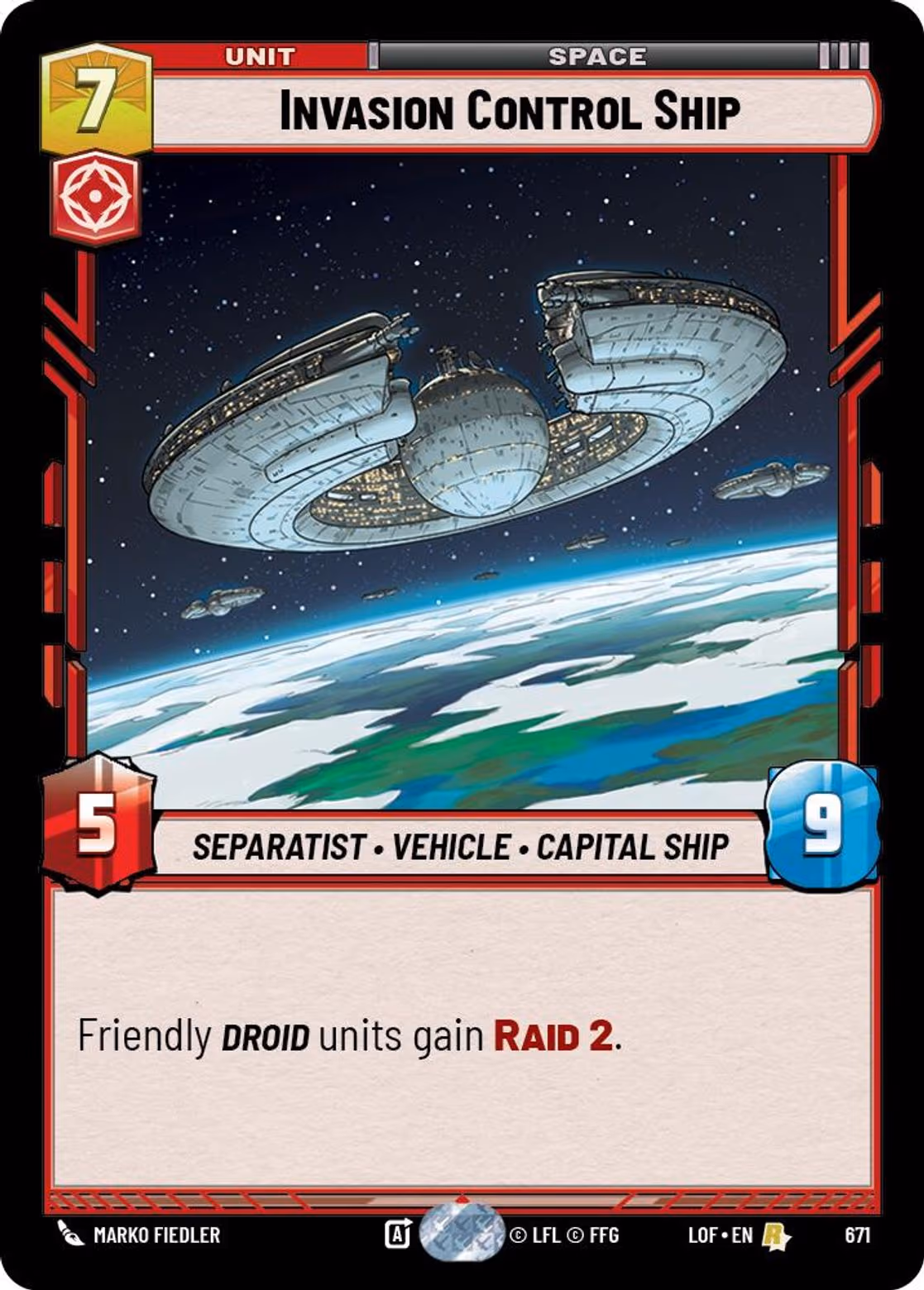 Invasion Control Ship LOF-671 Foil Star Wars Unlimited card