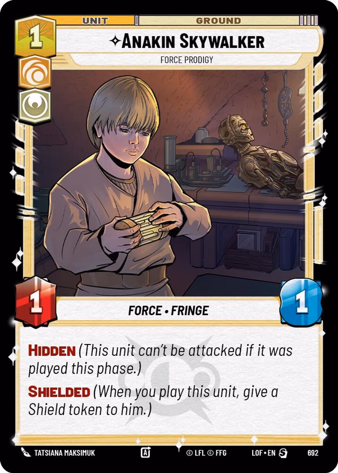 Anakin Skywalker - Force Prodigy LOF-692 Foil Star Wars Unlimited card