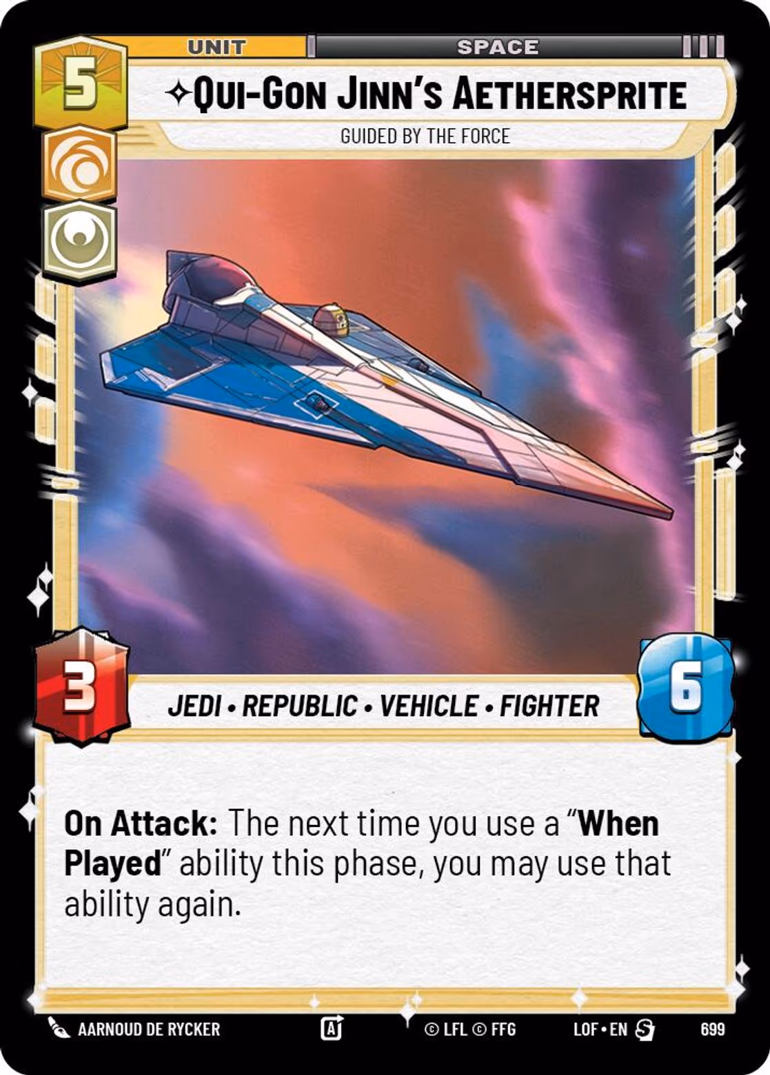 Qui-Gon Jinn's Aethersprite - Guided by the Force LOF-699 Foil Star Wars Unlimited card
