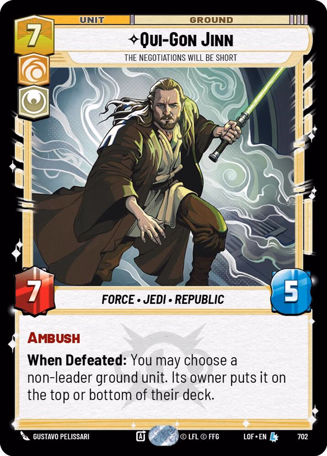 Qui-Gon Jinn - The Negotiations will be Short LOF-702 Foil Star Wars Unlimited card