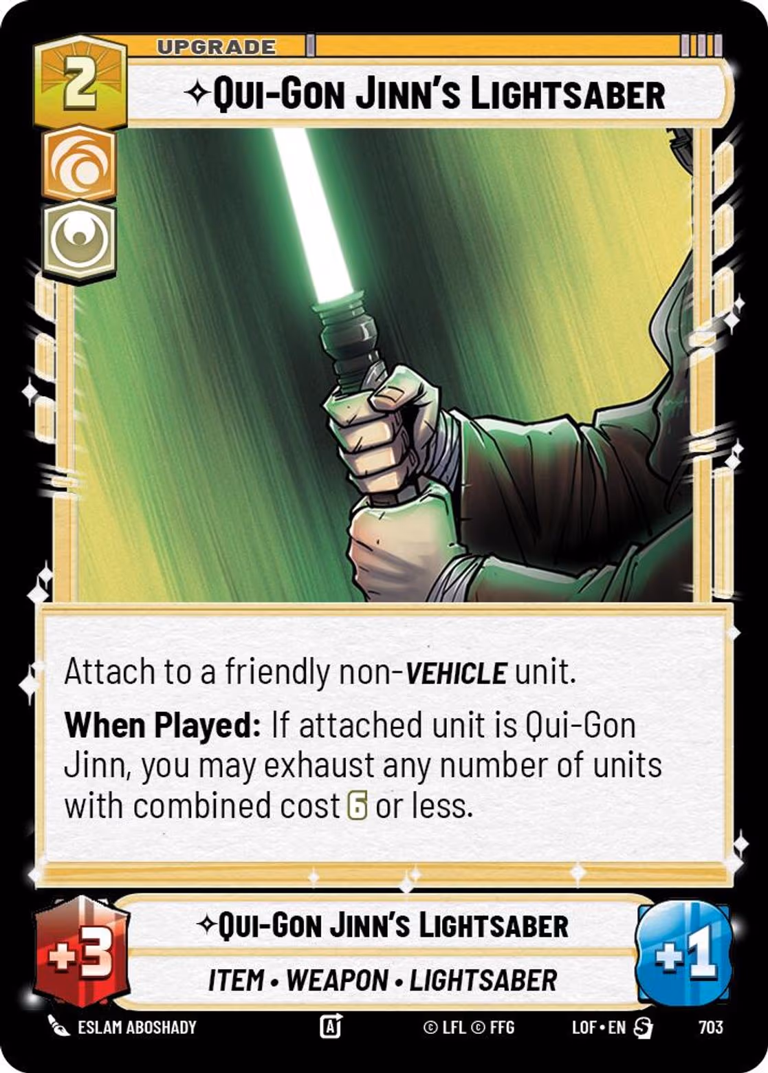 Qui-Gon Jinn's Lightsaber LOF-703 Foil Star Wars Unlimited card