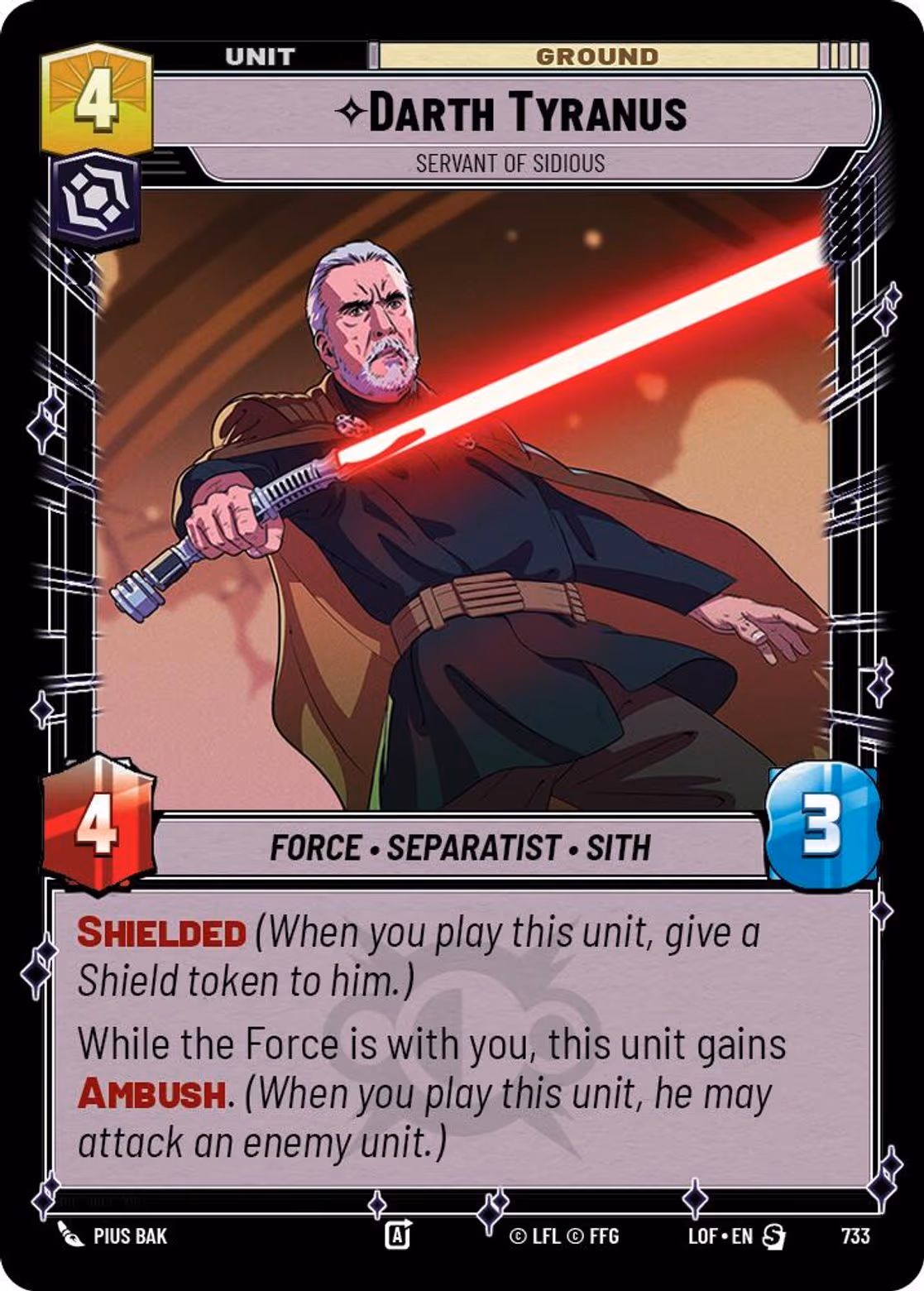 Darth Tyranus - Servant of Sidious LOF-733 Foil Star Wars Unlimited card