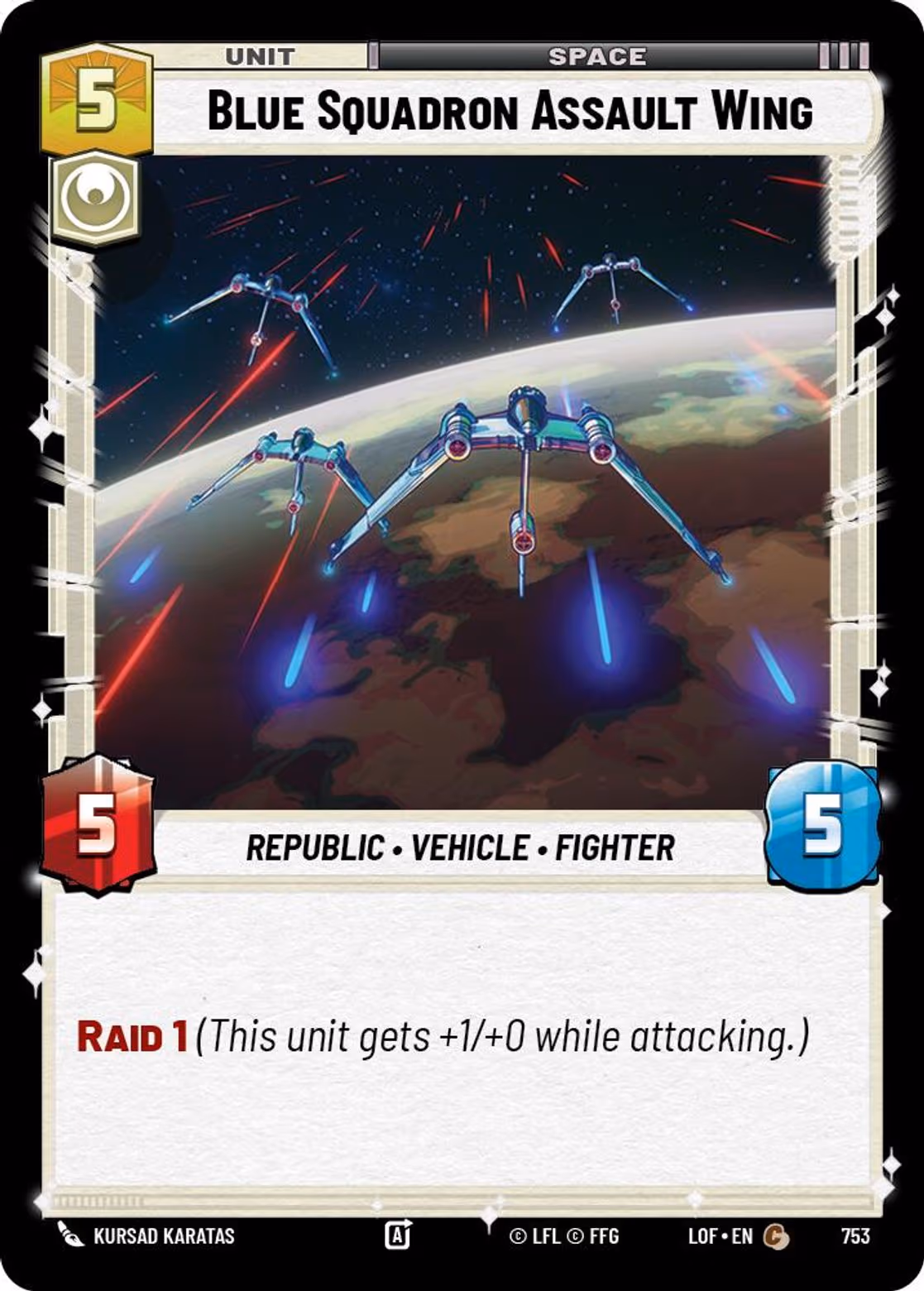 Blue Squadron Assault Wing LOF-753 Foil Star Wars Unlimited card