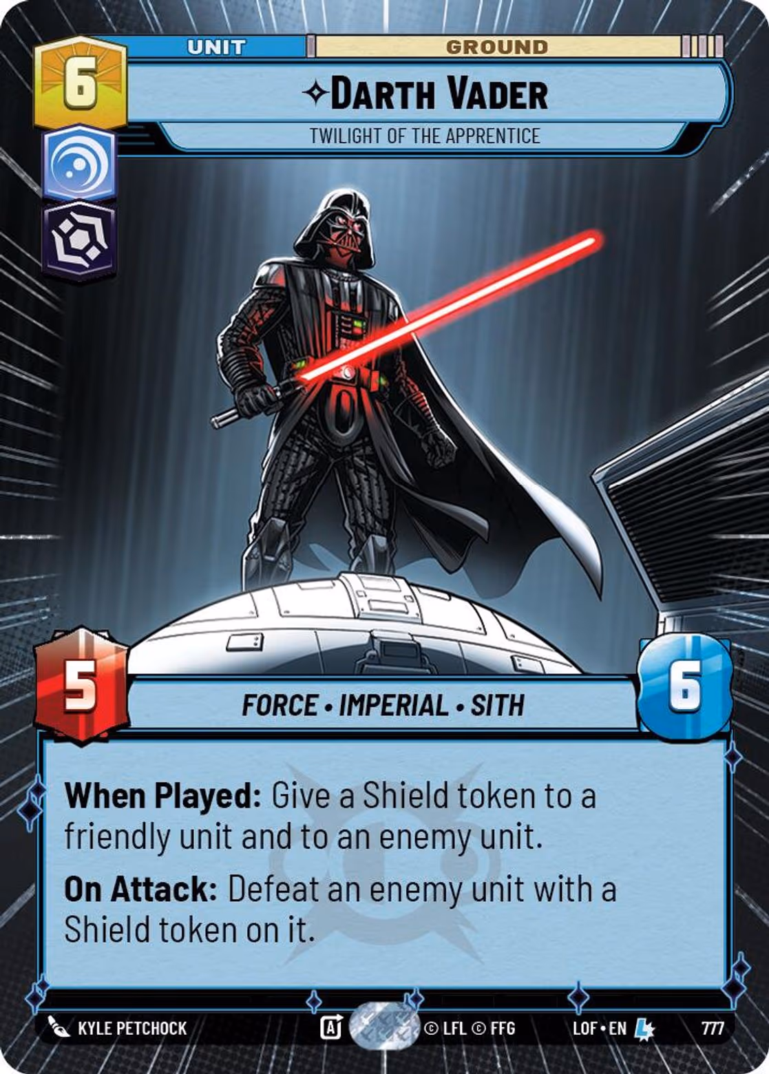 Darth Vader - Twilight of the Apprentice LOF-777 Hyperspace Foil Star Wars Unlimited card