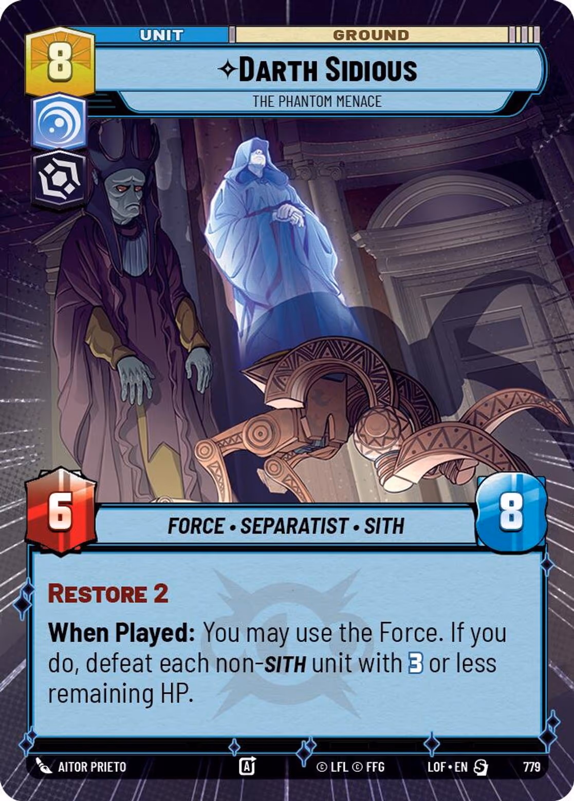 Darth Sidious - The Phantom Menace LOF-779 Hyperspace Foil Star Wars Unlimited card