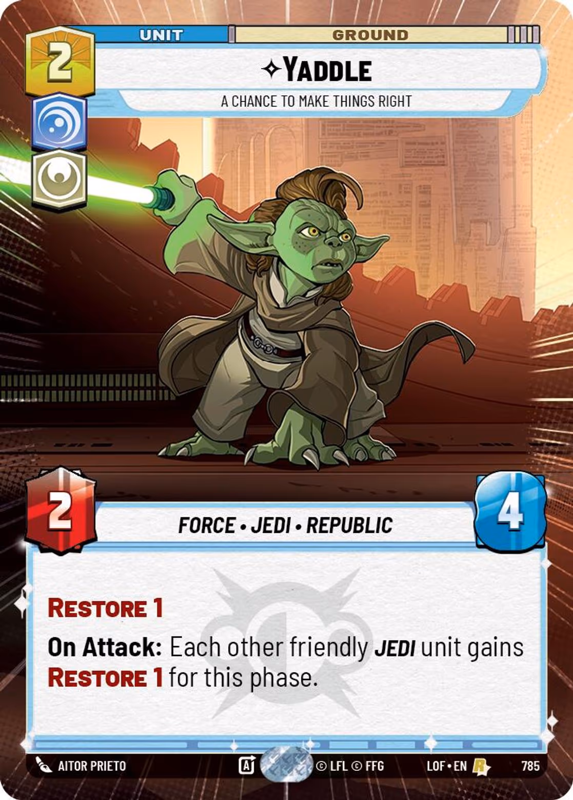 Yaddle - A Chance to Make Things Right LOF-785 Hyperspace Foil Star Wars Unlimited card