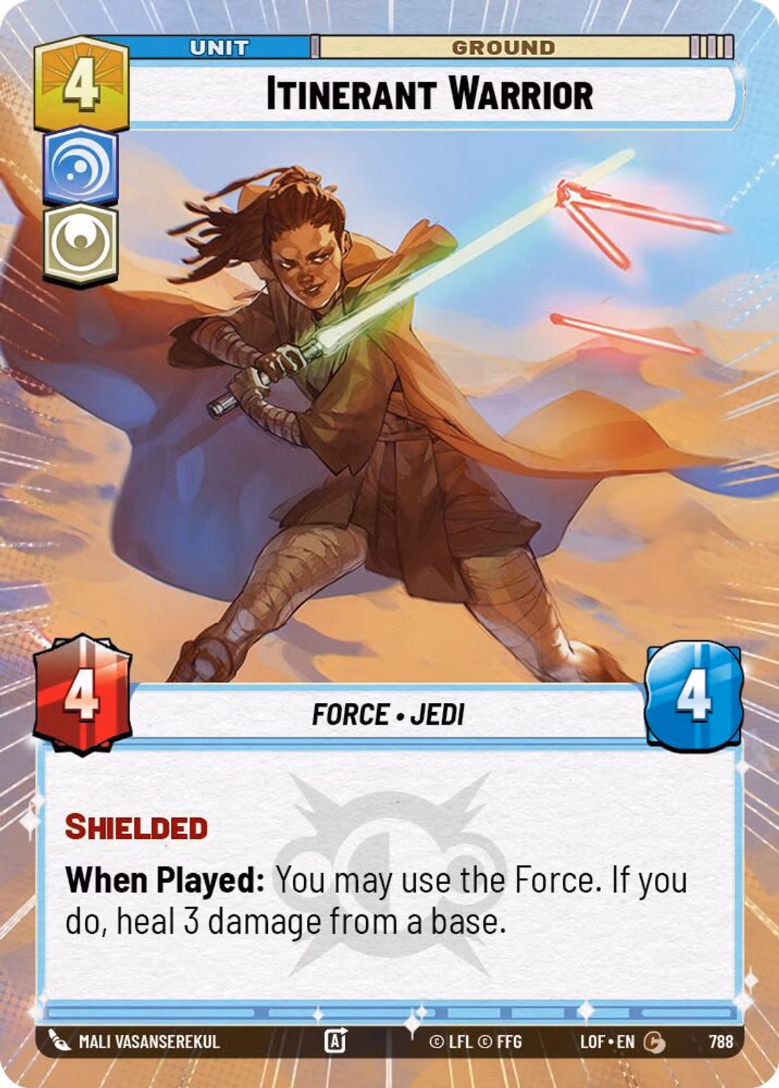Itinerant Warrior LOF-788 Hyperspace Foil Star Wars Unlimited card