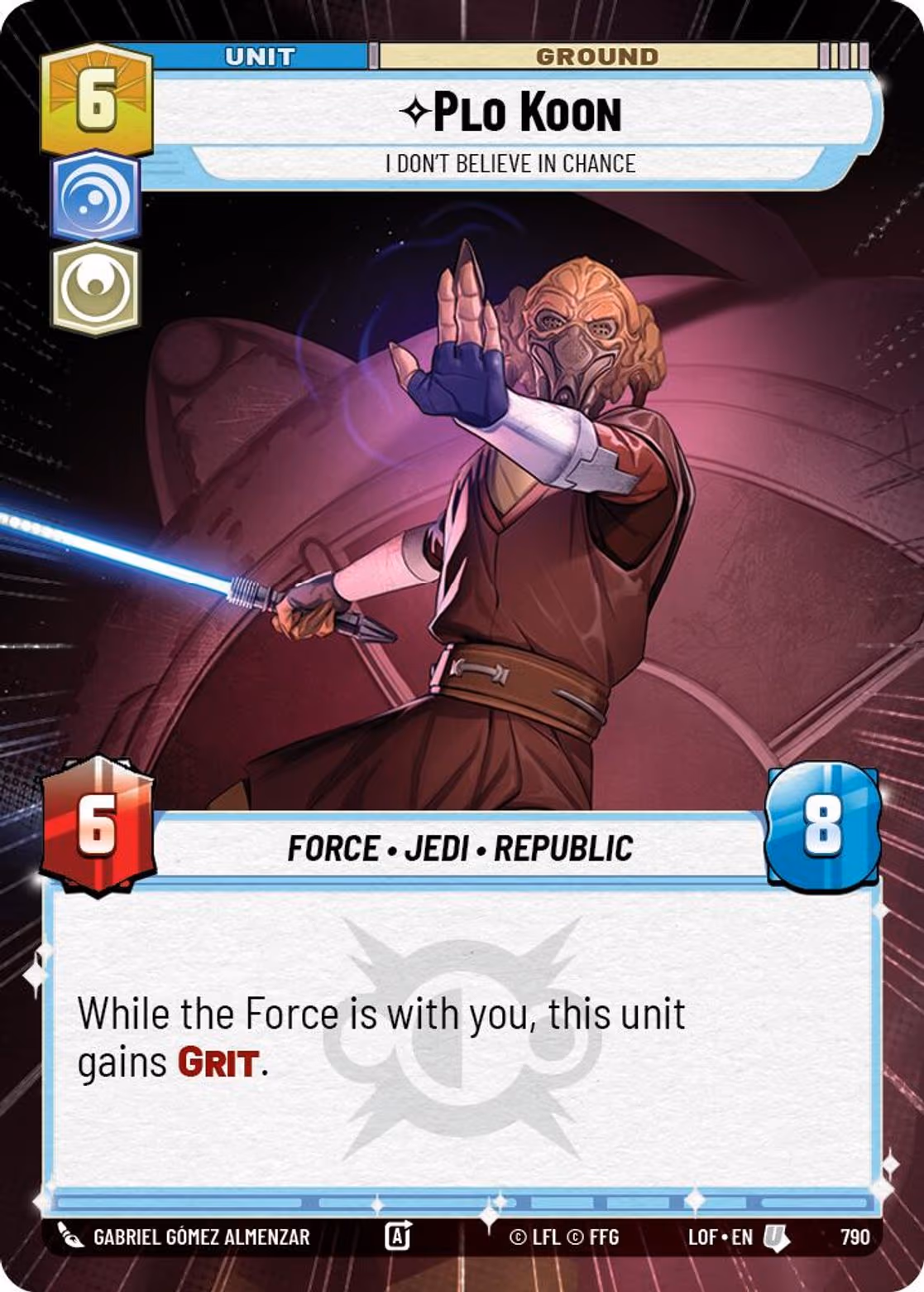 Plo Koon - I Don't Believe in Chance LOF-790 Hyperspace Foil Star Wars Unlimited card
