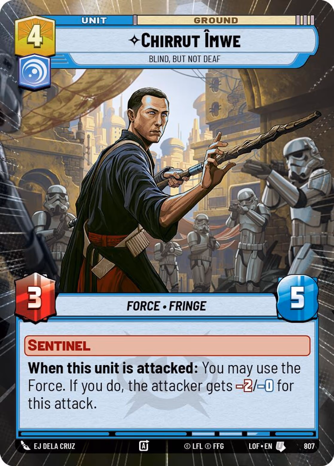 Chirrut Îmwe - Blind, but not Deaf LOF-807 Hyperspace Foil Star Wars Unlimited card