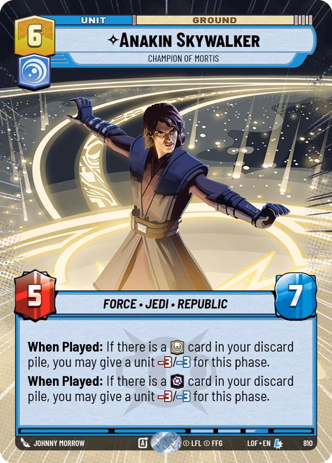 Anakin Skywalker - Champion of Mortis LOF-810 Hyperspace Foil Star Wars Unlimited card