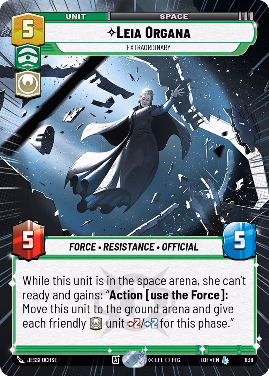 Leia Organa - Extraordinary LOF-838 Hyperspace Foil Star Wars Unlimited card