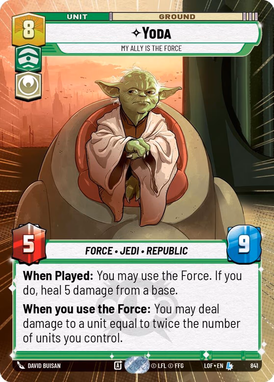 Yoda - My Ally is the Force LOF-841 Hyperspace Foil Star Wars Unlimited card