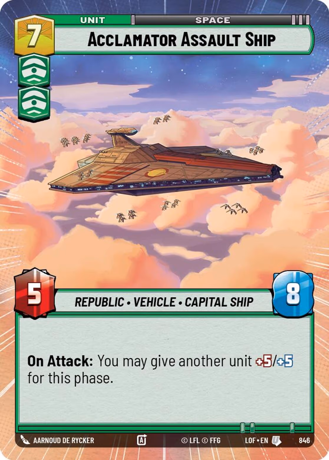 Acclamator Assault Ship LOF-846 Hyperspace Foil Star Wars Unlimited card