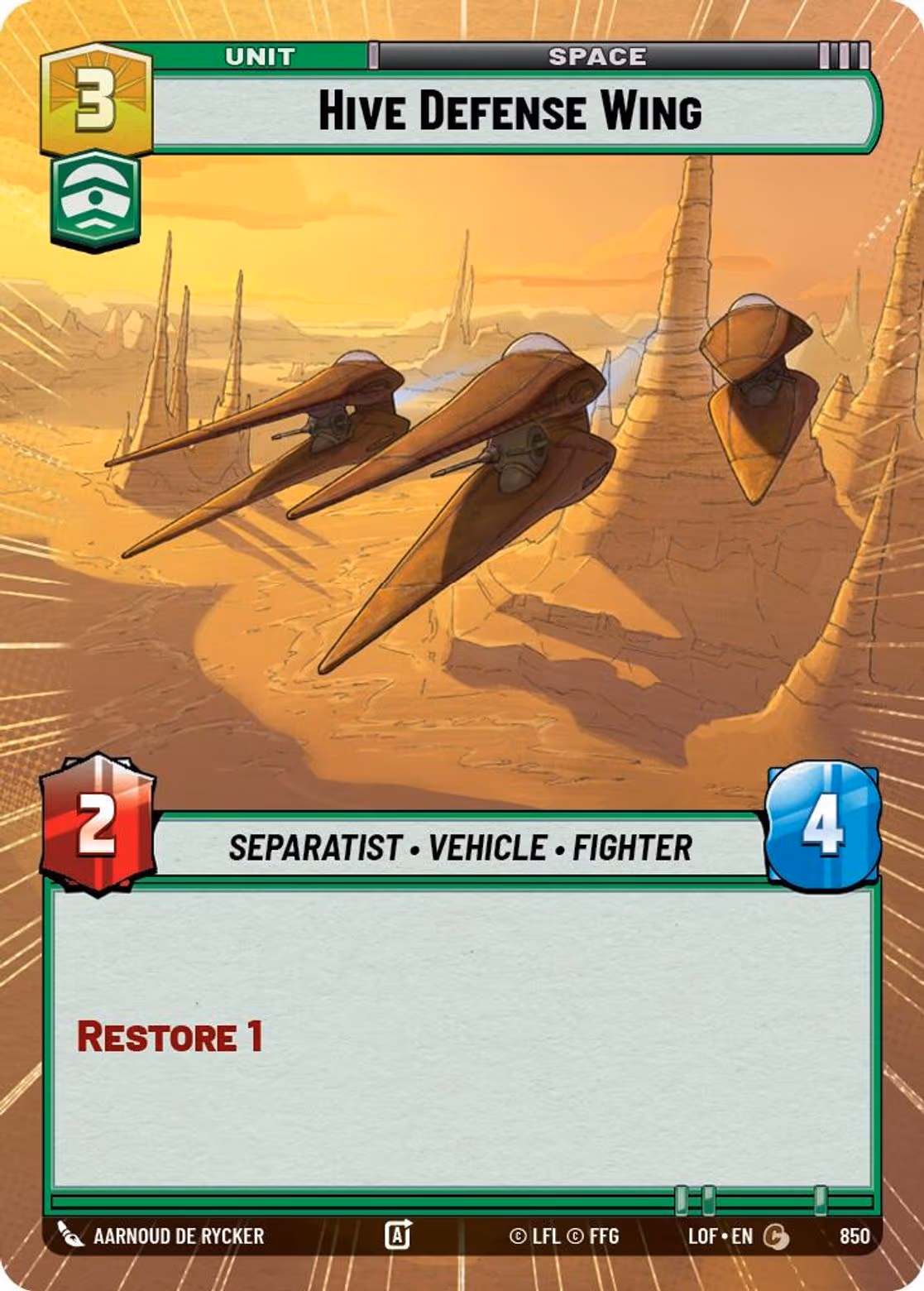 Hive Defense Wing LOF-850 Hyperspace Foil Star Wars Unlimited card