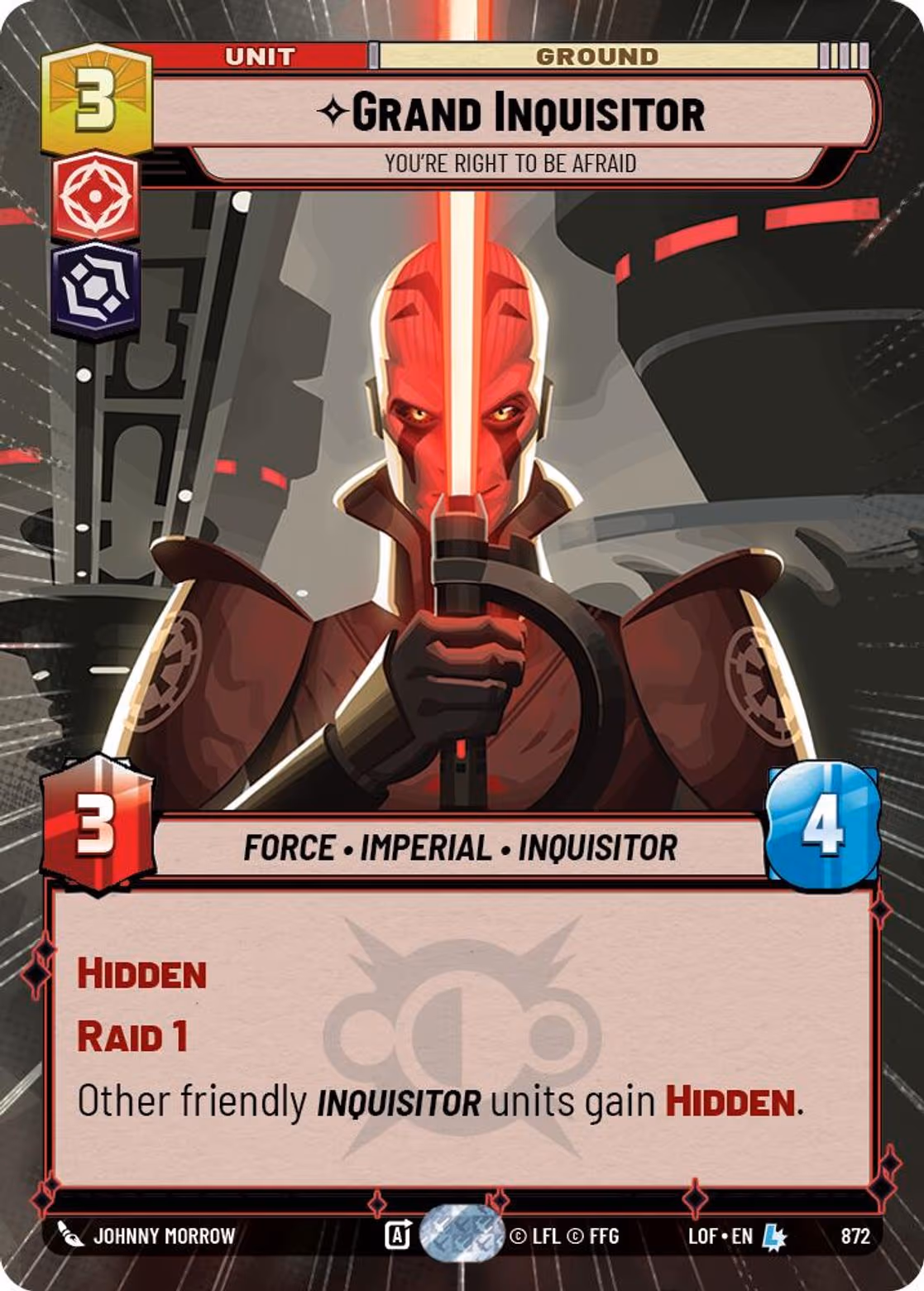 Grand Inquisitor - You're Right to Be Afraid LOF-872 Hyperspace Foil Star Wars Unlimited card