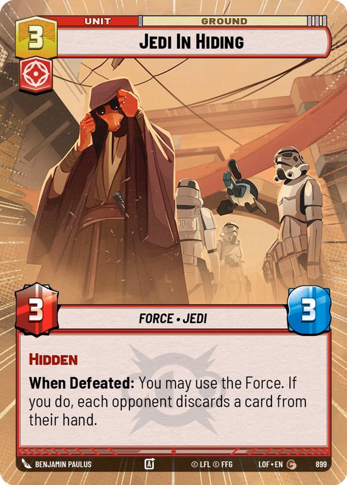 Jedi In Hiding LOF-899 Hyperspace Foil Star Wars Unlimited card