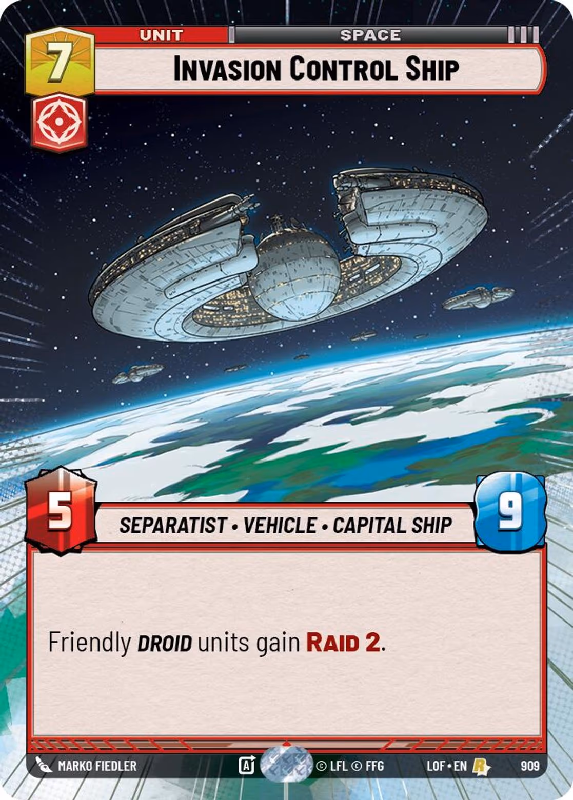 Invasion Control Ship LOF-909 Hyperspace Foil Star Wars Unlimited card