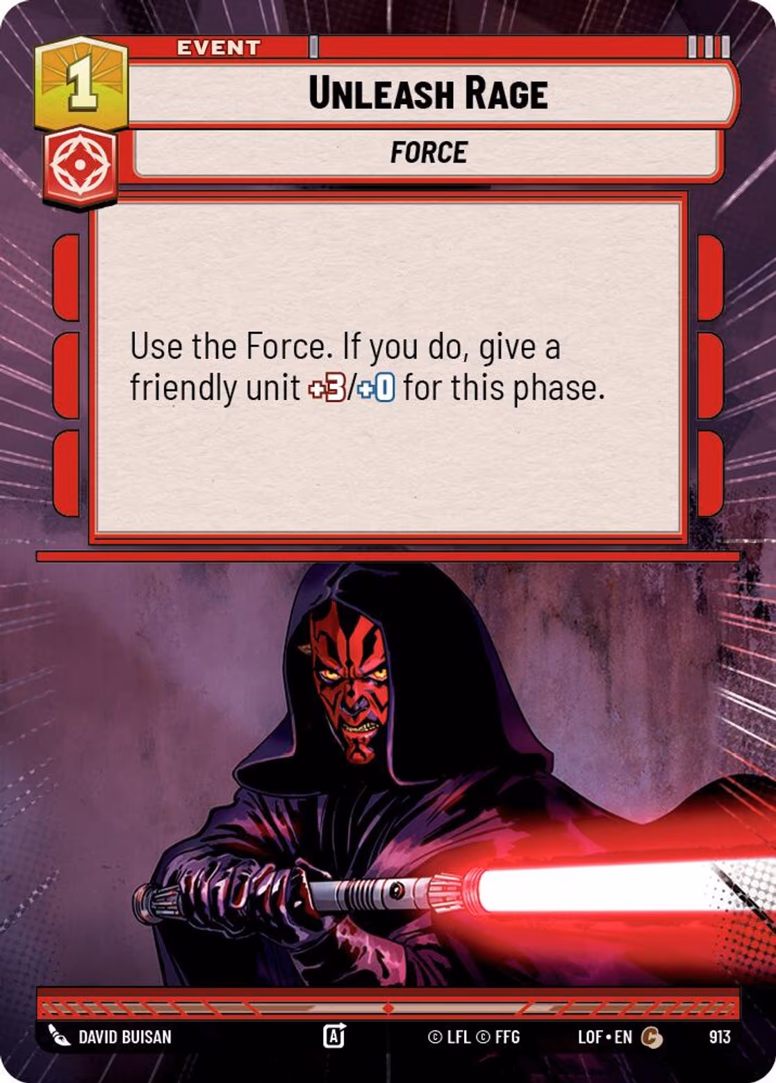 Unleash Rage LOF-913 Hyperspace Foil Star Wars Unlimited card
