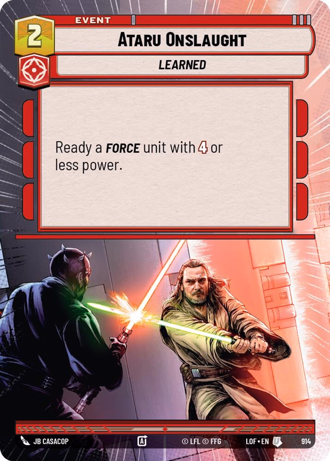 Ataru Onslaught LOF-914 Hyperspace Foil Star Wars Unlimited card