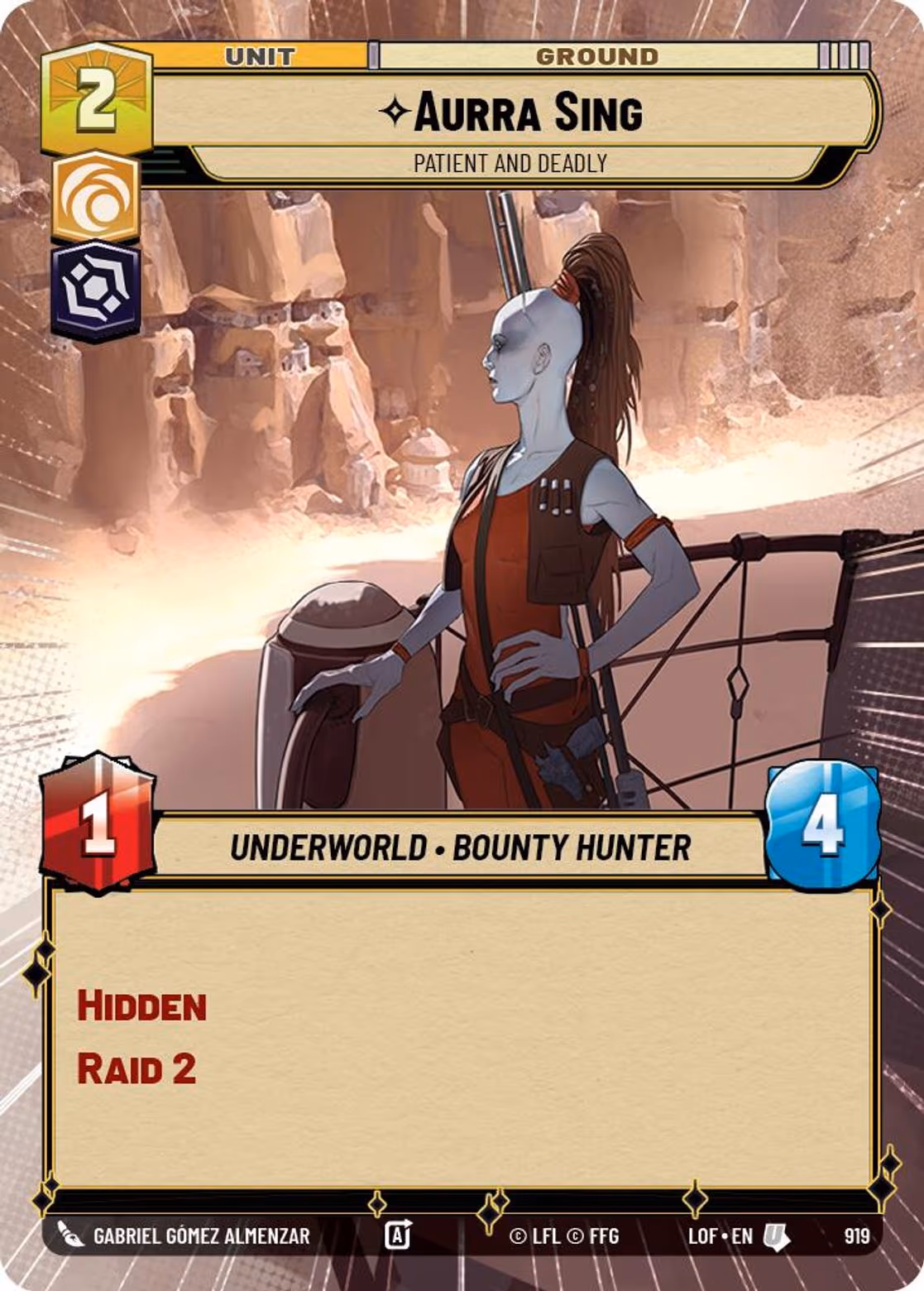 Aurra Sing - Patient and Deadly LOF-919 Hyperspace Foil Star Wars Unlimited card