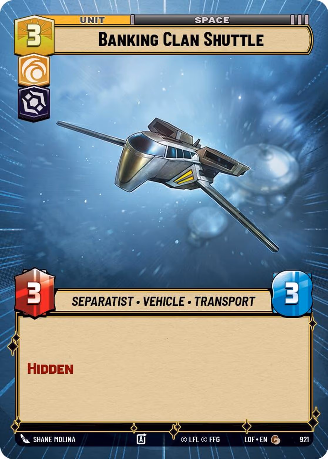 Banking Clan Shuttle LOF-921 Hyperspace Foil Star Wars Unlimited card