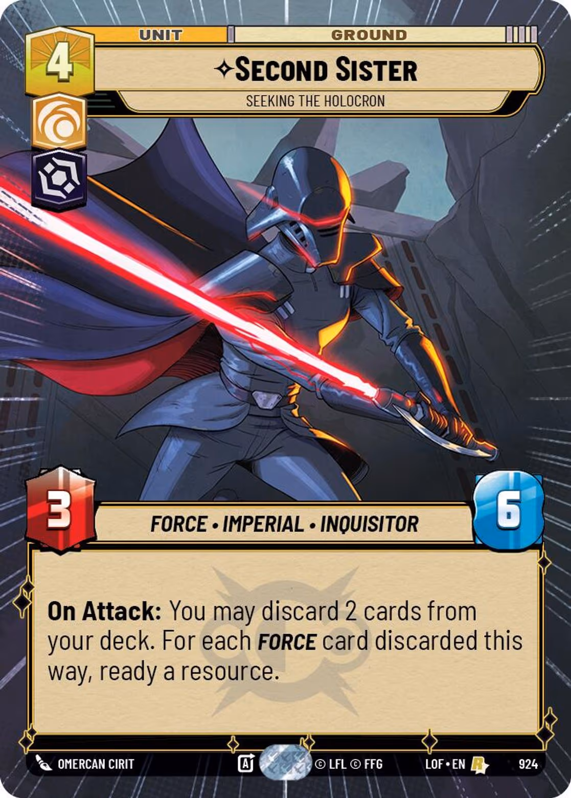 Second Sister - Seeking the Holocron LOF-924 Hyperspace Foil Star Wars Unlimited card