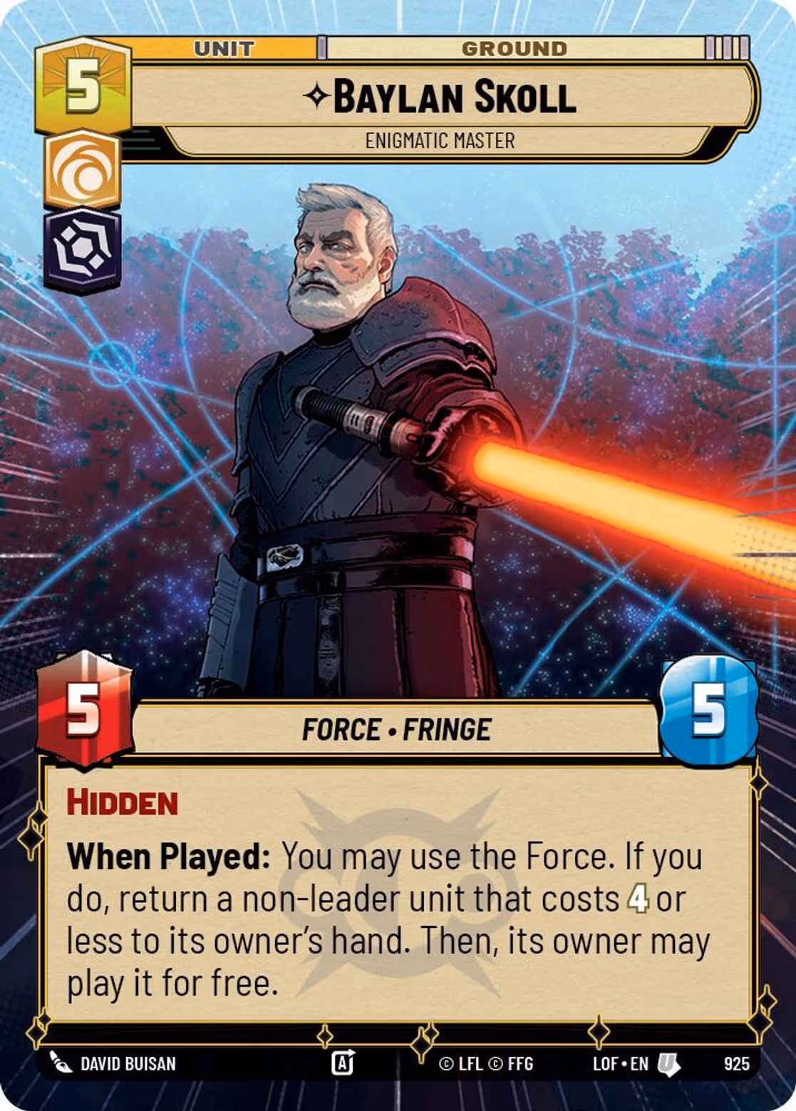 Baylan Skoll - Enigmatic Master LOF-925 Hyperspace Foil Star Wars Unlimited card