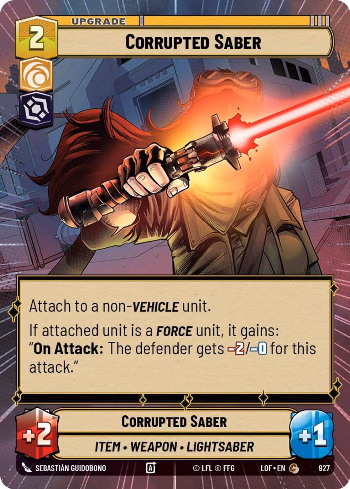 Corrupted Saber LOF-927 Hyperspace Foil Star Wars Unlimited card