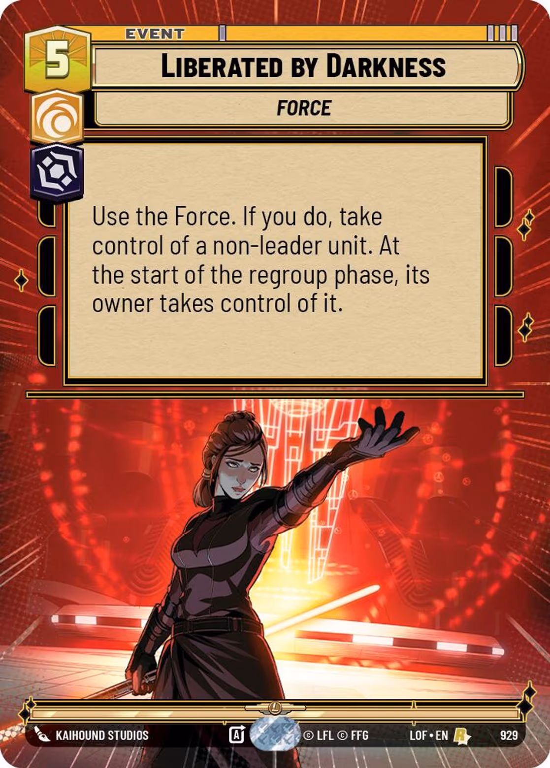 Liberated by Darkness LOF-929 Hyperspace Foil Star Wars Unlimited card