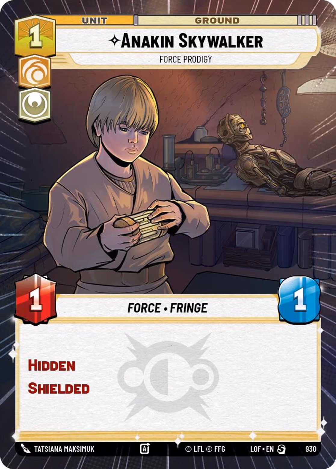 Anakin Skywalker - Force Prodigy LOF-930 Hyperspace Foil Star Wars Unlimited card